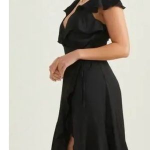 Altar’d State Black Satin Maxi Dress